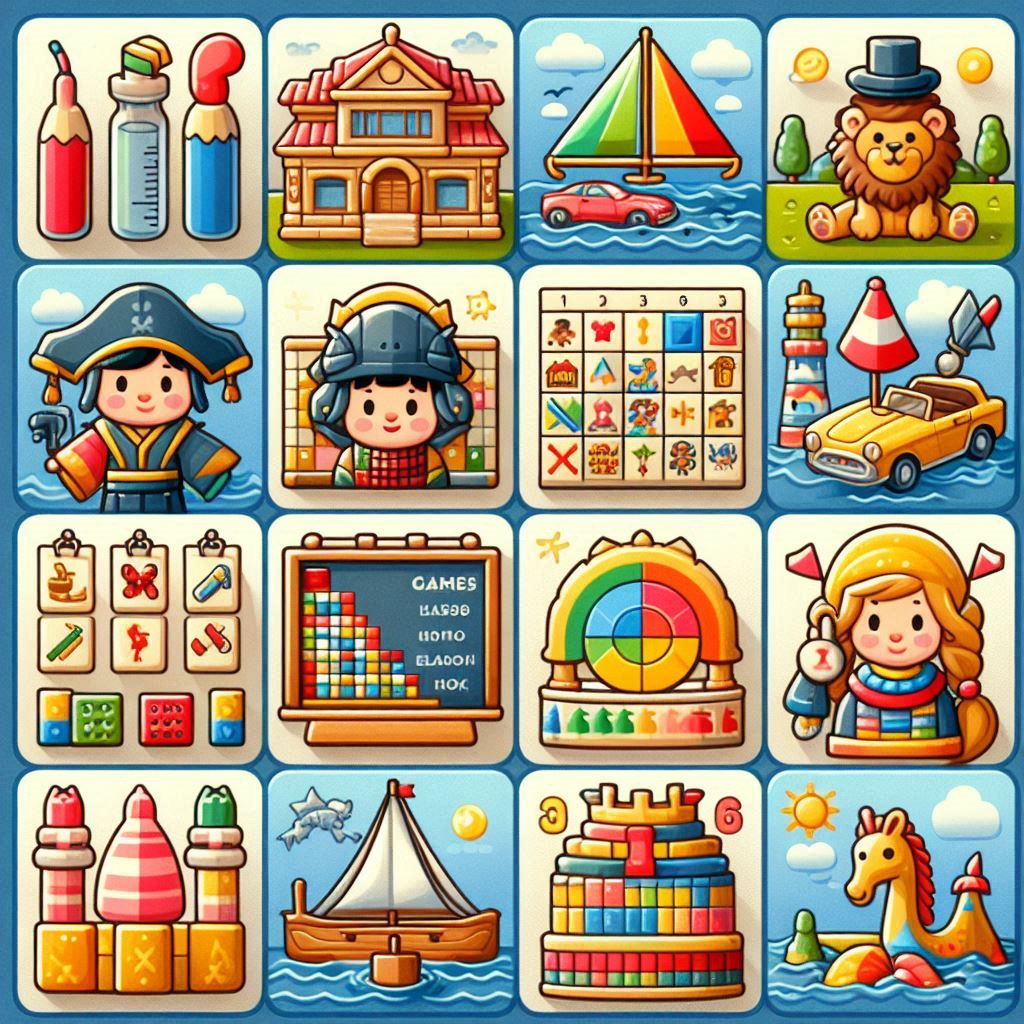 square image illustrating games for learning English