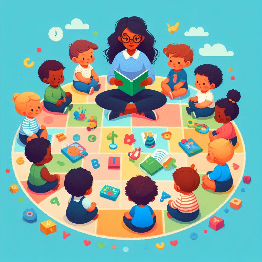 square image illustrating babies learning