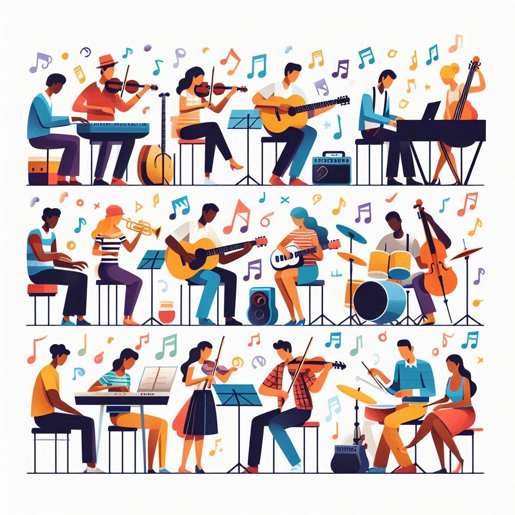 square image illustrating music