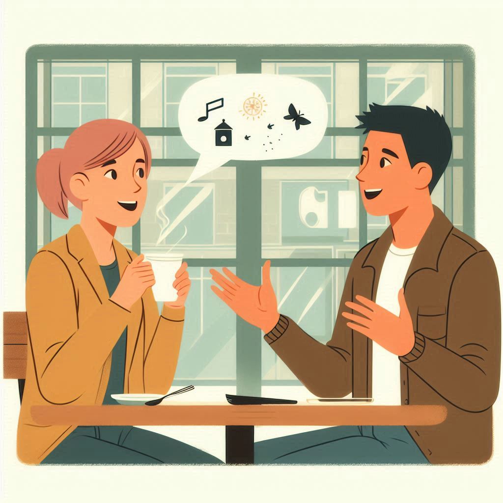 square image illustrating English conversation