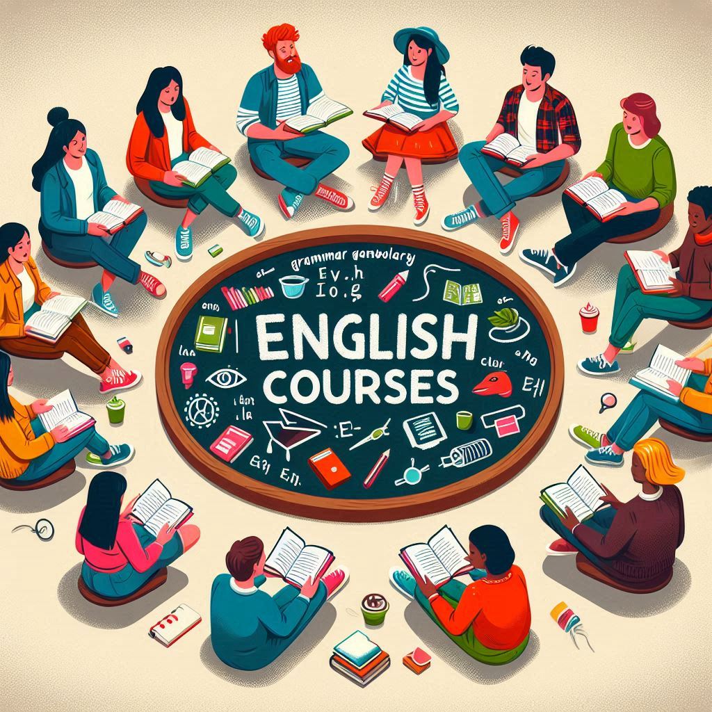 square image illustrating English courses