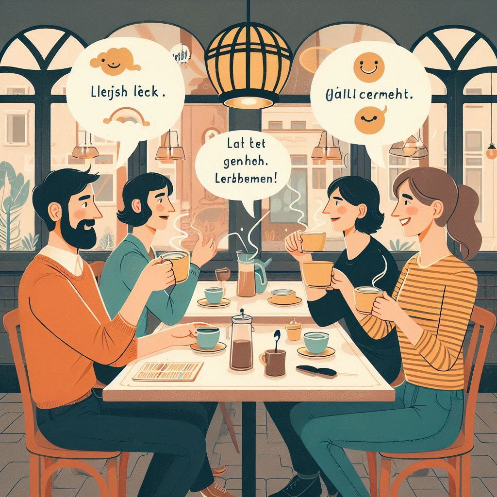 square image illustrating German conversation