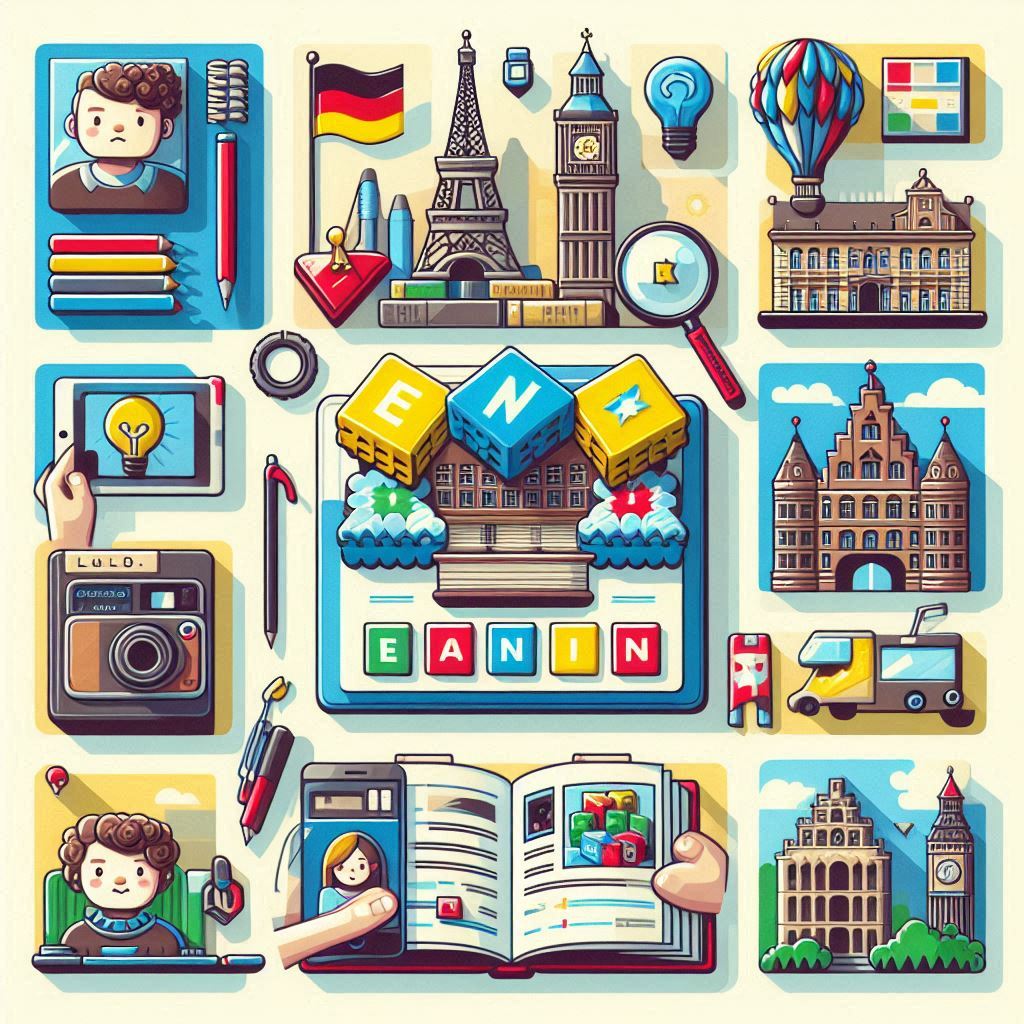 square image illustrating learning German tips